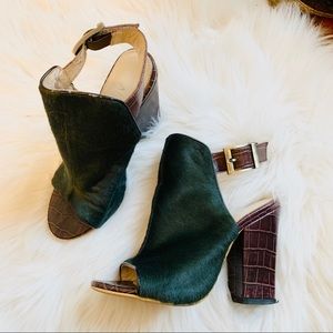 Elegant Green and Brown Ankle Booties